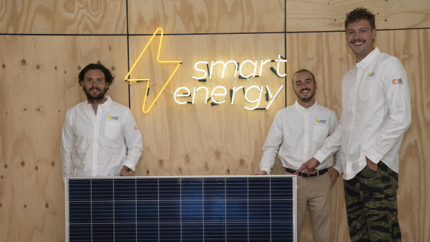 L-R: Smart Energy founders Beau Savage, Elliot Hayes and director of operations Jasper Boyschau. 