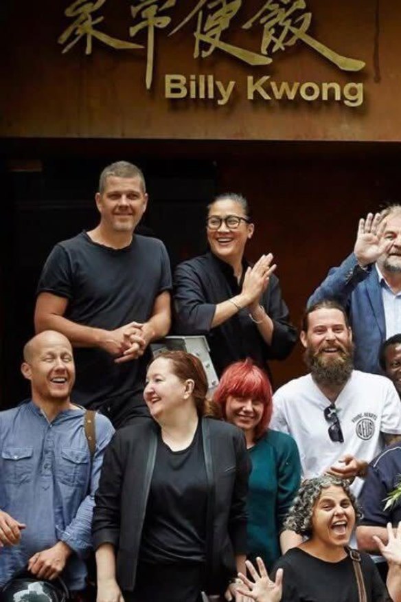 Kylie Kwong in a photo with friends and colleagues including Lisa Havilah (front centre) posted to mark the final service of her restaurant Billy Kwong in 2019