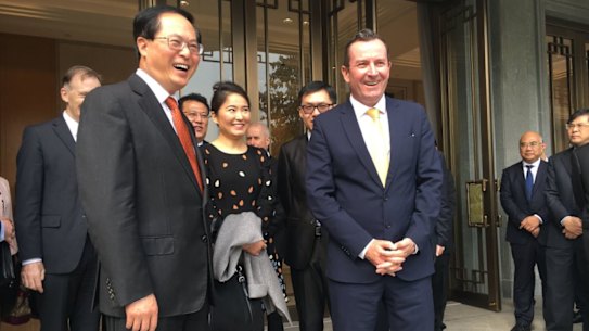 Premier Mark McGowan celebrates the 30th anniversary of the WA-Zhejiang sister-state relationship with Province Communist Party of China Secretary Che Jun on November 10, 2017.