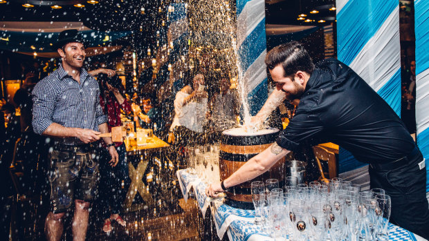 A beer tapping ceremony at Munich Brauhaus. The venue has been named Sydney's most violent by NSW.