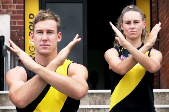 Siblings and Tigers Tom and Bethany Lynch, backing the International Women’s Day theme of “break the bias”.