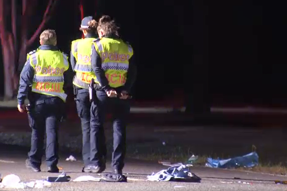 Police at the crash scene overnight.