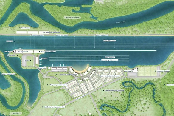 A proposal to build a rowing track on the site of the decommissioned Boral pit at Lawnton, north of Brisbane.