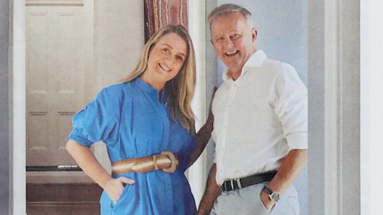 At home with Anthony Albanese and partner Jodie Haydon.