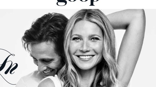 Gwyneth Paltrow and her husband, Brad Falchuk, on the cover of Goop magazine.
