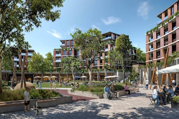 Uma impressão artística de como será o vilarejo residencial proposto em Caddens.