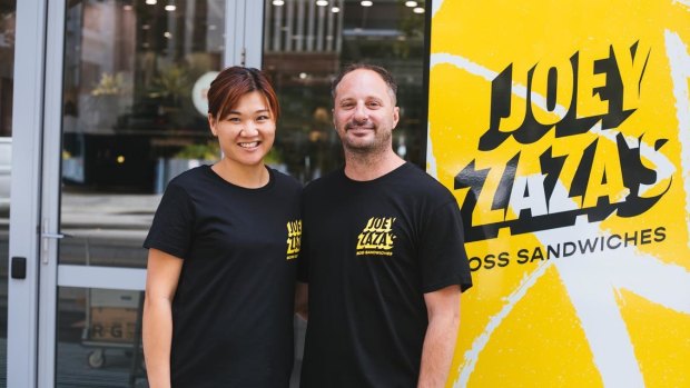 Michelle and Joe Rechichi outside their popular Joey Zaza's store on St George's Terrace.