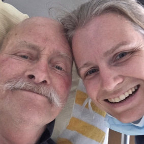 Astrid Magenau  with her father Horst Magenau, 76, in a Stuttgart hospital where he later died.