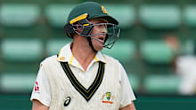 Anrich Nortje (right) celebrates taking the wicket of Marnus Labuschagne in Australia’s first dig in Gqeberha.