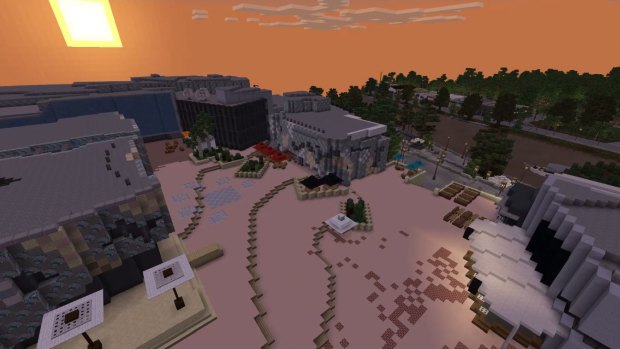 Recognise this? It's Federation Square as it appears in Minecraft.