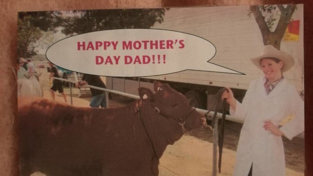 A card Katie Thorburn gave her dad on his first Mother's Day as a sole parent.