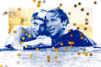 Pieter van den Hoogenband and Ian Thorpe after the 2004 200m freestyle race in Athens.