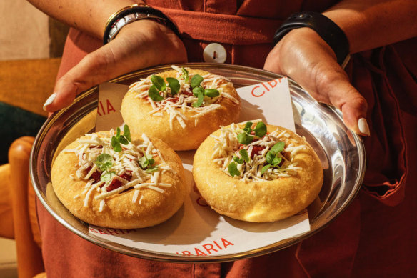 Pizza fritta, a flash-fried favourite at Cibaria Manly. 