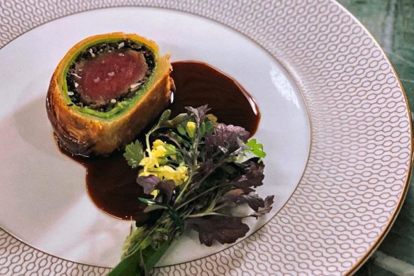 The tuna wellington with its crimson heart of 18-day dry-aged big-eye tuna.