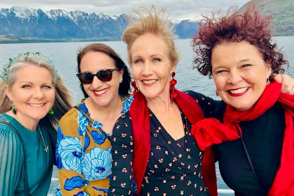 Kathryn Hanes, second from right, in Queenstown with her sister, far left, and friends: “This was the first time since my 20s that I felt truly open to spontaneity again.” 