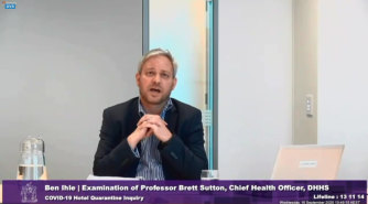 Chief Health Officer Brett Sutton gives evidence virtually at Wednesday's hearing.