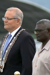 Prime Minister Scott Morrison with his Solomon Islands counterpart 
Manasseh Sogavare in 2019.