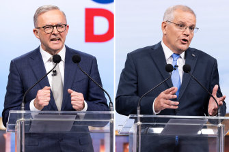 Anthony Albanese and Scott Morrison clash during the debate.