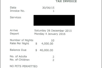 One of the fraudulent rental tax invoices Melissa Caddick prepared to claim lost income.