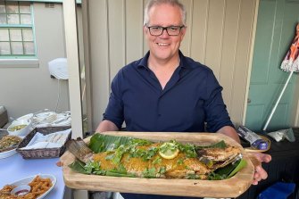 Prime Minister Scott Morrison shares a picture of his fish curry on Facebook on New Year’s Eve.
