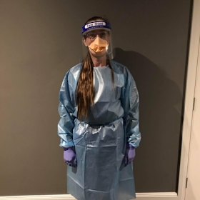 Ms Freeman in full PPE for a practice run in Melbourne. 