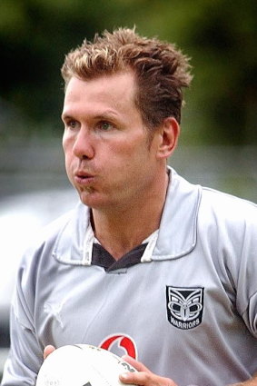 Rowan Baxter pictured in February 2005 at a New Zealand Warriors training session.