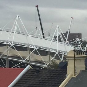 Mobile cranes were also sighted on the stadium's roof. 