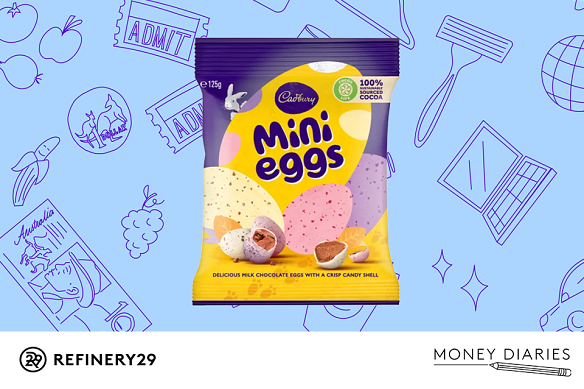 On Money Diaries: a cafe worker who makes $44,000 a year and spends some of her money this week on Cadbury Mini Eggs.