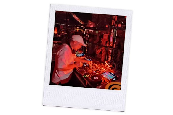 Greens leader Adam Bandt on the decks at a Melbourne nightclub in April. 