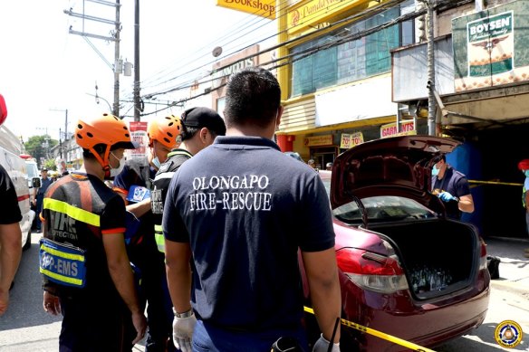 Emergency services at the scene of the shooting in Olongapo.
