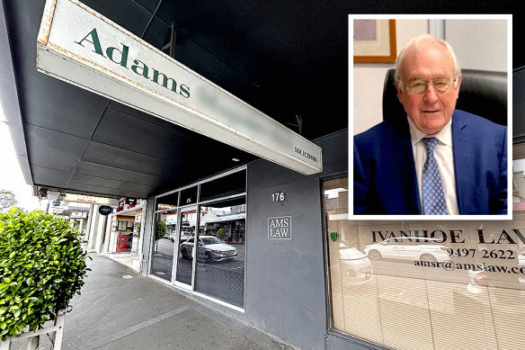 John Adams and his firm, AMS Ivanhoe Lawyers.
