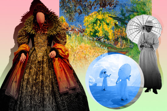From left: ACMI’s Goddess: Power, Glamour, Rebellion exhibition; Pierre Bonnard’s Stairs in the Artist’s Garden; and Monet & Friends at The Lume.