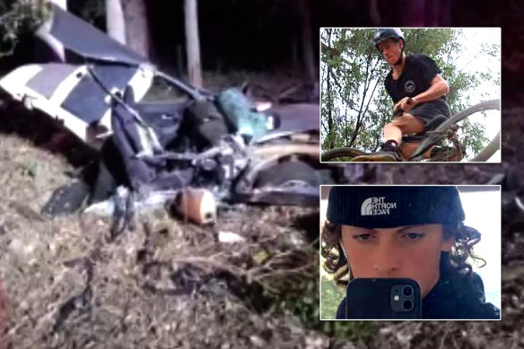 Buckley Spicer and Luke Hopkins were in the back seat of a grey Ford Falcon sedan when it crashed into a tree near Busselton.
