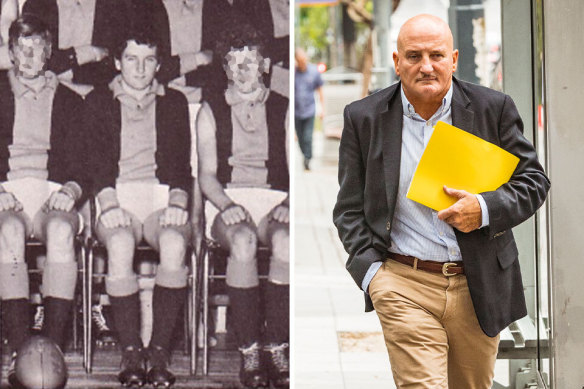 From teen footy star to faux French fraudster: Phillip Wickham as a teenager in 1970, and outside Ringwood Magistrates Court in 2020 using the name Henri Du Pont. 