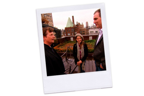 Michael J. Fox, left, with Clyde Campbell and daughter Zoe in New York in 2012. 

