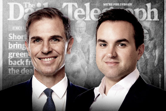 The Daily Telegraph editor Ben English (L) and new video recruit James Willis.