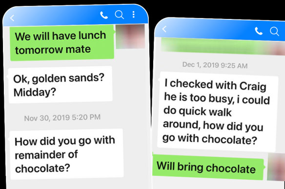 An exchange between an Australian meat industry executive and a Chinese labour hire operator. “Chocolate” refers to a bribe. 
