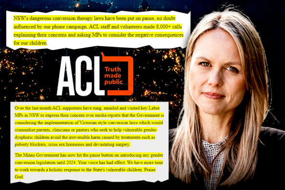 An excerpt from the letter the ACL sent to its members featuring the image of Michelle Pearse.