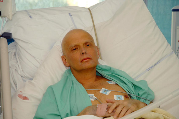 Alexander Litvinenko lies in a London hospital in November 2006, dying of radiation poisoning.