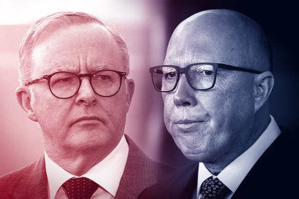 Prime Minister Anthony Albanese (left) has retained his personal lead over Peter Dutton in NSW and Victoria, but the opposition leader has turned the tables in his home state of Queensland.