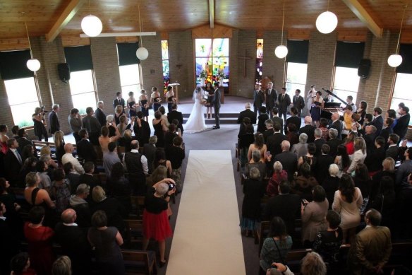 Patrick and Clare McIvor’s wedding day in Sale, 2012.