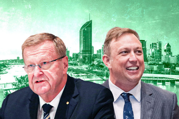 Olympics powerbroker John Coates and Queensland Premier Steven Miles. The pair spoke in the days before Graham Quirk’s final report on Olympic venues was released.