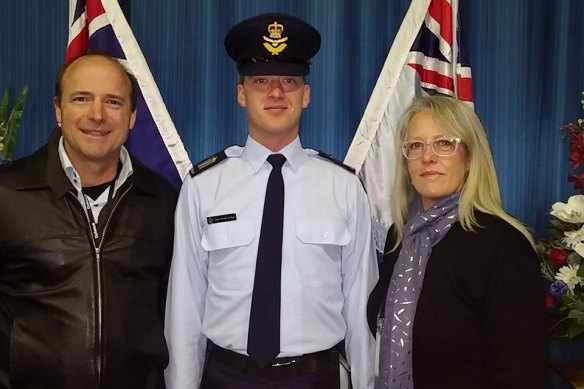 James Fernandez de Viana next to his mother Patricia and father Michael. 