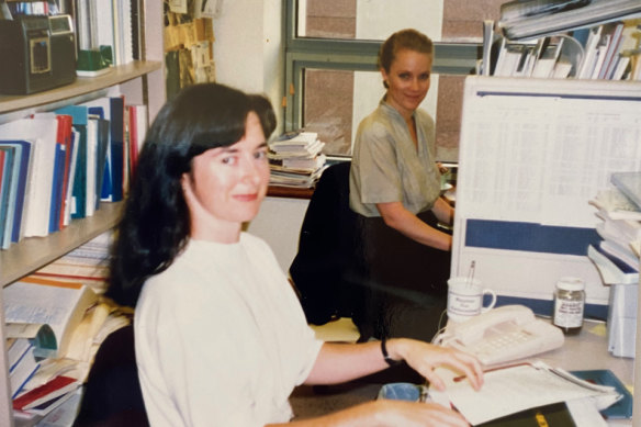 Press gallery pioneers: Chris Wallace, left, with Laura Tingle in 1990, when they worked in The Australian’s Canberra bureau, 
