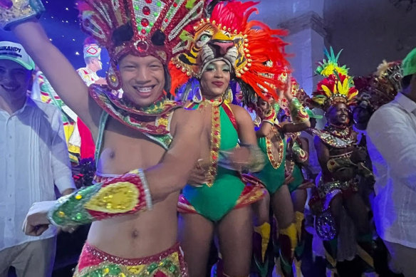 Dancers entertained well-heeled Australian guests over the four-day wedding celebrations in Colombia.