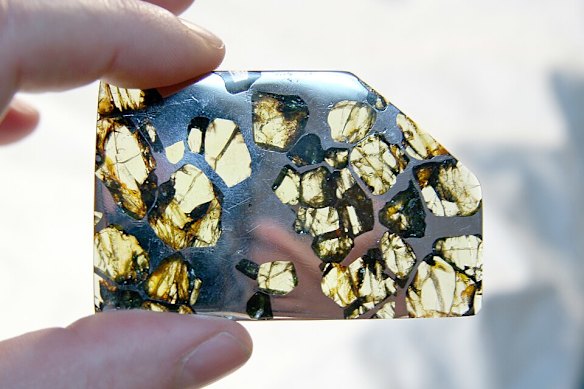 An example of a ‘stony iron’ meteorite, with a mix of nickel, iron and silicates.