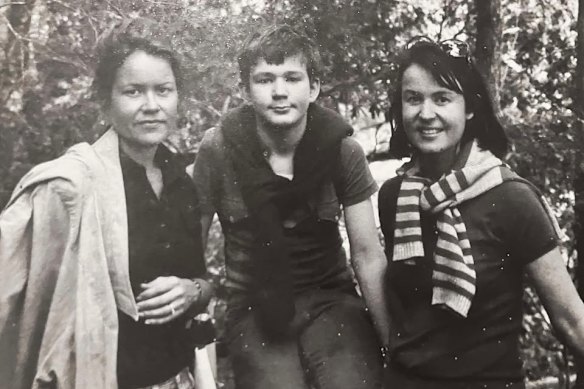 Francis Packer, centre, with his mother, Angela Raymond, right and late aunt Carole Russell.
