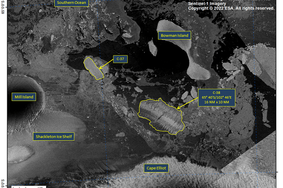 The US National Ice Centre has confirmed that iceberg C-38 has calved from the Conger Ice Shelf in the Wilkes Land Region of Antarctica.