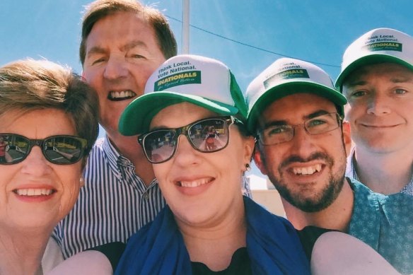 Clare and Patrick McIvor with former Nationals leader Peter Ryan in Gippsland, November 2014.