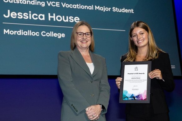 Jessica House received a VCE Premier’s Award for Outstanding Vocational Major. 